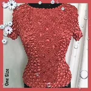Popcorn Blouse Crinkle Vintage Blouse One Size